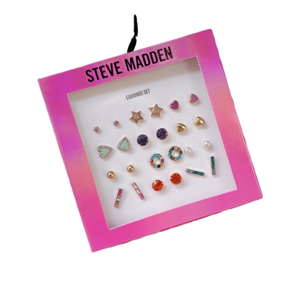 NWT Steve Madden Multicolor Stud 12 Earrings Set - Picture 2 of 2